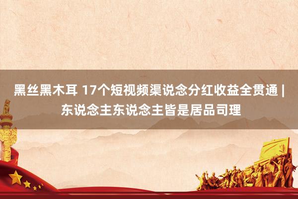 黑丝黑木耳 17个短视频渠说念分红收益全贯通 | 东说念主东说念主皆是居品司理